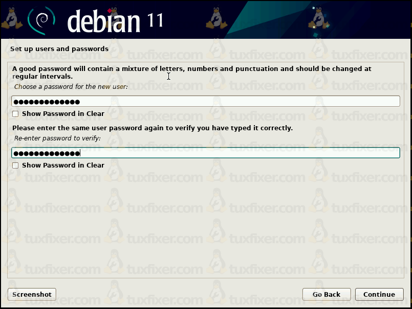 Debian 11 Bullseye set user password