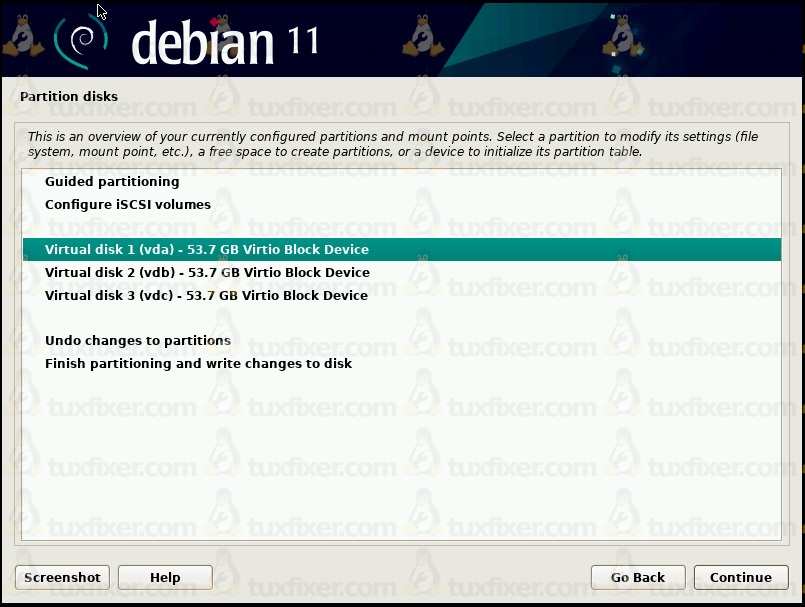 Debian 11 physical volumes