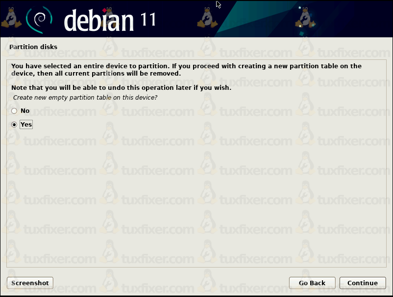 Debian 11 create new partition table