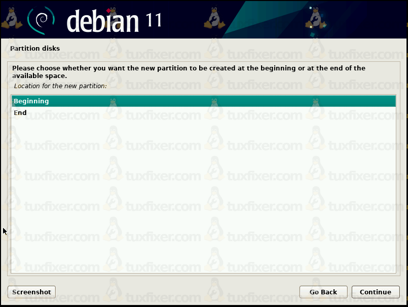 Debian 11 partition location