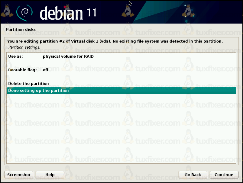Debian Bullseye configure partition