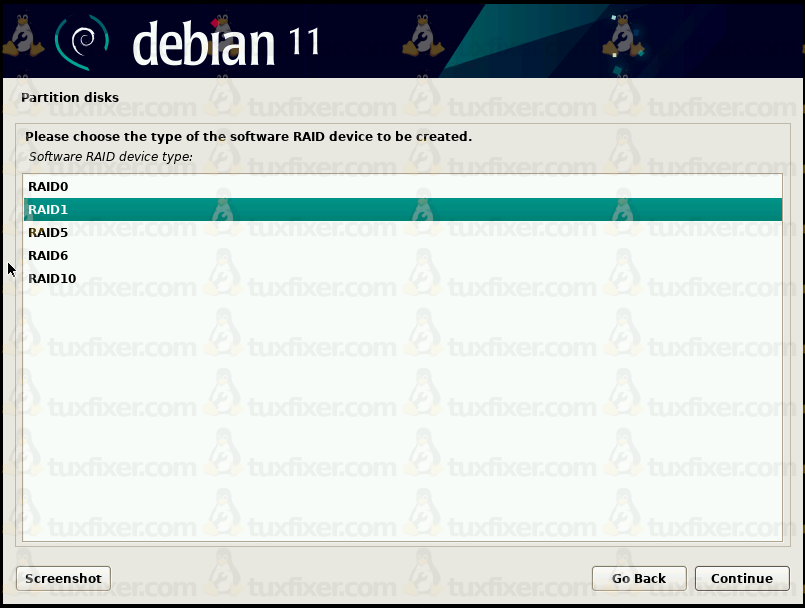 Debian Bullseye RAID1 device  type