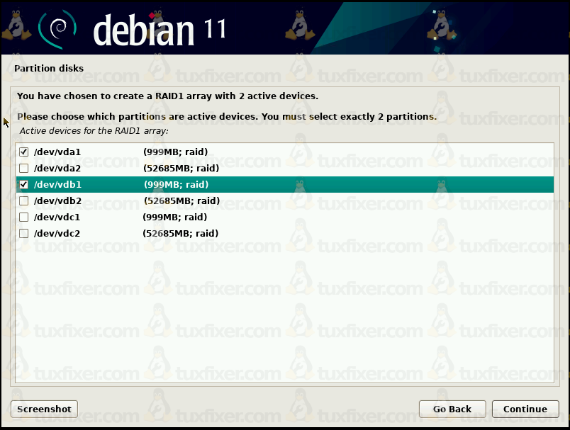 Debian 11 Bullseye  RAID1  choose active devices
