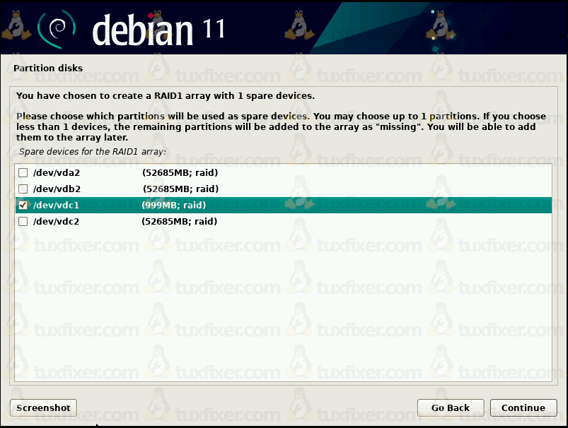 Debian Bullseye choose Hot Spare device