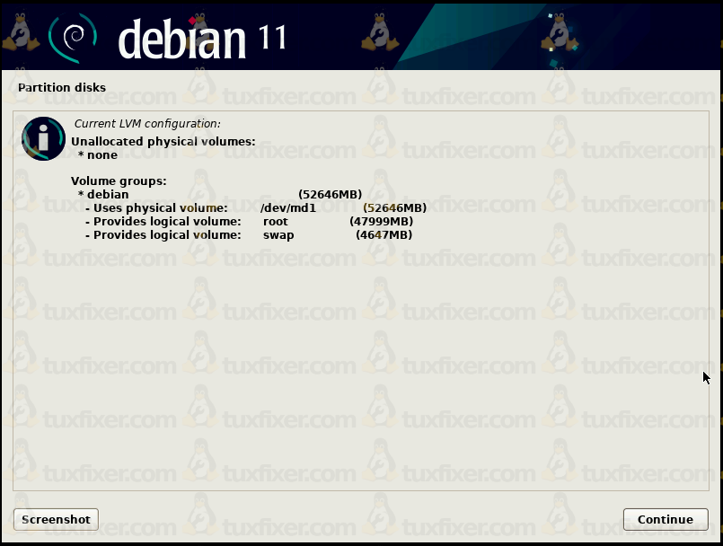 Debian 11 Bullseye final lvm configuration