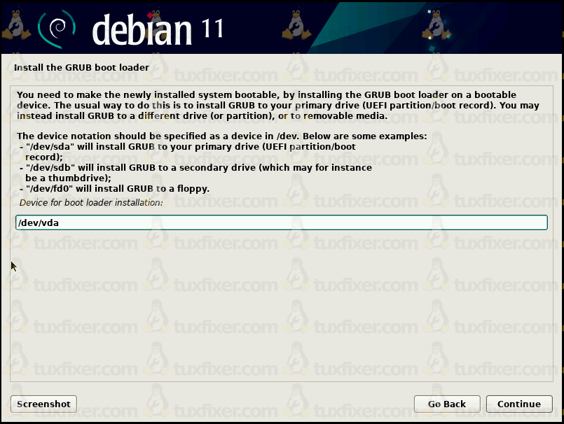 Debian 11 Bullseye device for boot loader
