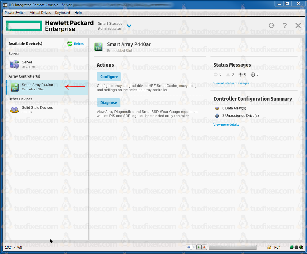 hp smart array controller launch setup